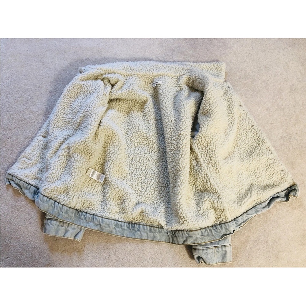 Pacsun Faux Sherpa Fleece Lined Denim Jacket Light Wash Grunge Vibes Warm - Picture 7 of 9